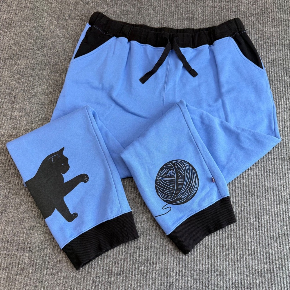 Cat & Yarn Fuzzy Fleece Joggers Princess Awesome Adult Unisex Pockets XL
